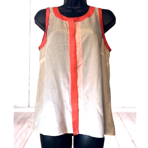 J. Crew Tops - J. Crew | Cream & Orange Silk Trim Blouse | 8